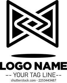 Simple Logo Geometric Black and White  with tradistional ethnic pattern  