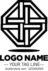 Simple Logo Geometric Black and White  with tradistional ethnic pattern  