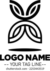 Logotipo simple Geométrico Blanco y Negro con un patrón étnico tradicional  