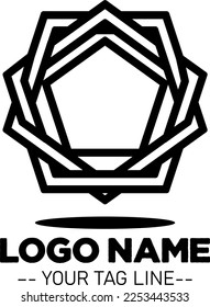 Simple Logo Geometric Black and White  with tradistional ethnic pattern  