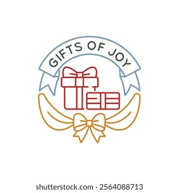 Simple Logo with Gifts of Joy icon. Simple Logo with happy holiday gifts icon for social media, app, and web design. Vector illustration