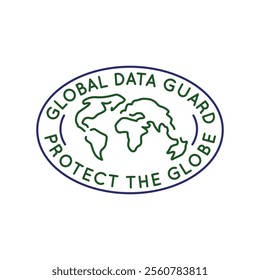 Simple Logo with Global data guard icon. Simple Logo with the Earth, highlighting the African and European continents. Ideal for web design, mobile apps, educational materials. Vector illustration