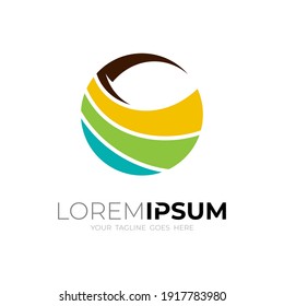 Simple logo with globe design colorful, Abstract earth logo