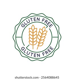 Simple Logo with Gluten-free icon. Simple Logo with a wheat stalk crossed out with a ribbon. Ideal for branding gluten-free products, health food brands, dietary certifications. Vector illustration