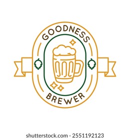 Logotipo simples com o ícone Goodness Brewer. Crachá simples com o ícone da Goodness Brewer para mídias sociais, aplicativos e web design. Ilustração vetorial