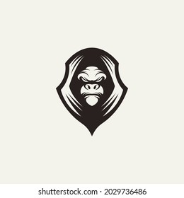 simple logo of gorilla head and shield. for mascot logo or icon