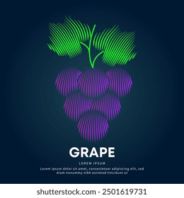 simple logo Grape Illustration in a linear style. Grape fruit, leaf Vector logotype illustration on dark background. Grape logo vector template suitable for organization, company, or community. EPS 10