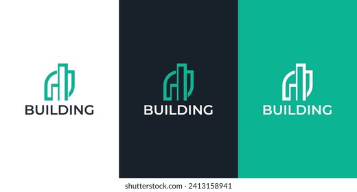 simple logo, green city building logo design concept