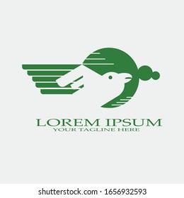 simple logo with green form elements with negative space in the form of a bird animal suitable for logo icons associated with buying and selling birds or correspondence