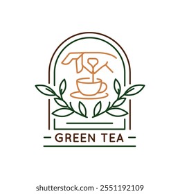 Simple Logo with Green tea cup icon. Simple logo with green tea cup icon for social media, app, and web design. Vector illustration
