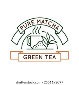Simple Logo with Green tea pure matcha icon. Simple logo with green tea pure matcha icon for social media, app, and web design. Vector illustration