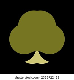 A simple logo with a green tree on a black background. The entire logo is made of circles only.