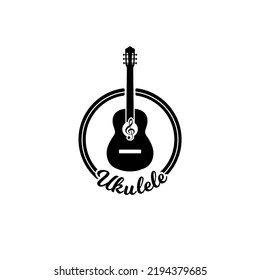 Diseño de guitarra con logotipo simple o vector de Ukulele