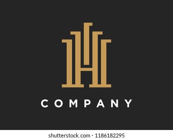 Simple logo H tower illustration.