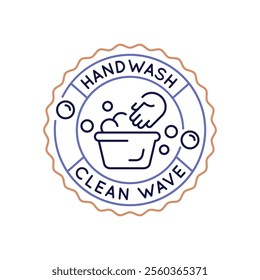 Simple Logo with Hand wash icon. Simple logo with hand wash clean wave icon for social media, app, and web design. Vector illustration.