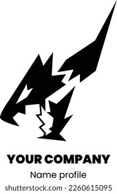simple logo cabeza dragón negro