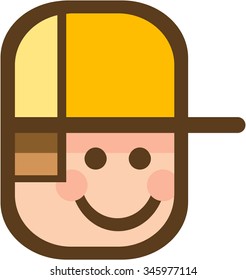 Simple logo head of boy wearing baseball cap