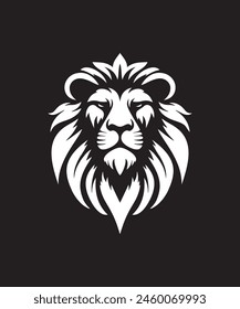 simple logo head lion black background