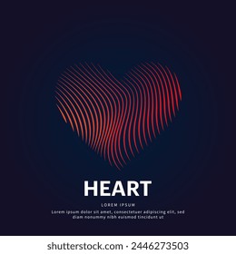 simple logo heart Illustration in a linear style. Abstract line art heart Logotype concept icon. Vector logo heart color silhouette on a dark background. EPS 10