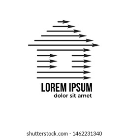 Simple logo home with up arrow. House logo icon with arrow symbol. Design Template for invest, business, sale. Building house silhouette. Vector illustration.