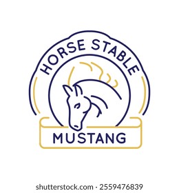 Simple Logo with Horse head icon. Simple logo of a horse head facing sideways. Ideal for use in equestrian designs, animal-themed projects, or logos. Vector illustration