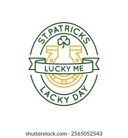 Simple Logo with Horseshoe icon. Simple Logo with symbol of luck and fortune, perfect for St. Patrick's Day designs and Irish-themed celebrations. Vector illustration