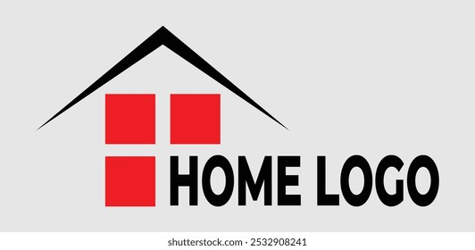 einfaches Logo von Haus und rotem Fenster