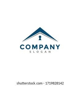 simple logo of the house roof and keyhole