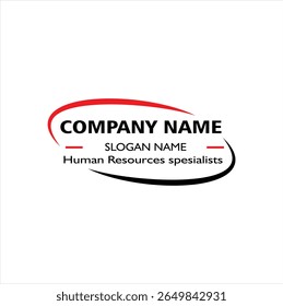 simple logo of human resource consultant specialist with two curved lines elements in black and red