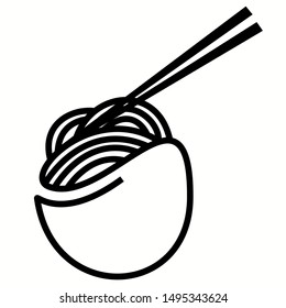 simple logo or icon a bowl of ramen noodle with chopstick.