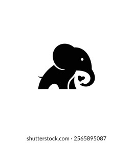 simple logo icon cute elephant silhouette vector illustration