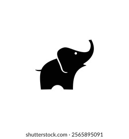 simple logo icon cute elephant silhouette vector illustration