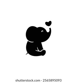 simple logo icon cute elephant silhouette vector illustration