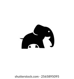 simple logo icon cute elephant silhouette vector illustration