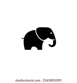 simple logo icon cute elephant silhouette vector illustration