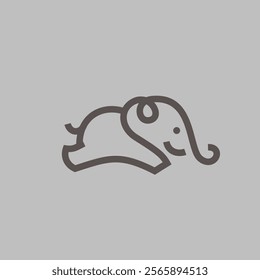 simple logo icon elephant line illustration vector