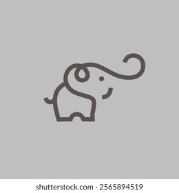 simple logo icon elephant line illustration vector