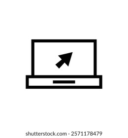 simple logo or icon of laptop with click arrow