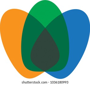 Simple logo icon using orange, green and blue