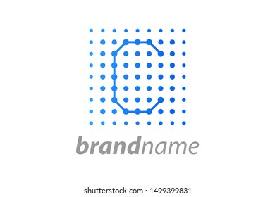 Simple logo illustration Letter C in dot shape like a square.