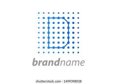 Simple logo illustration Letter D in dot shape like a square.