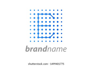 Simple logo illustration Letter E in dot shape like a square.