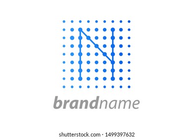 Simple logo illustration Letter N in dot shape like a square.