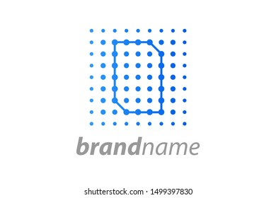 Simple logo illustration Letter O in dot shape like a square.