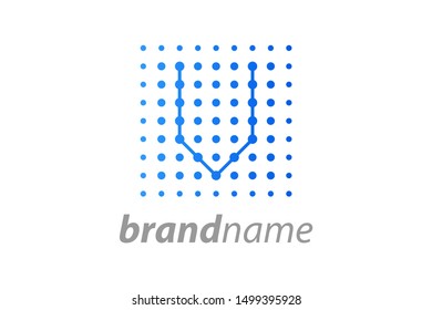 Simple logo illustration Letter V in dot shape like a square.