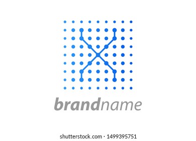 Simple logo illustration Letter X in dot shape like a square.