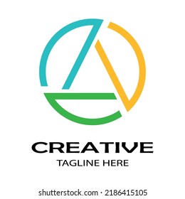 Simple Logo Illustration with Three Color Circle and Triangle Abstract