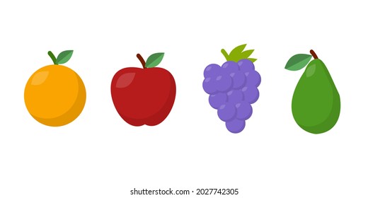 simple logo illustration vector graphic design apple, orange, grape, avocado