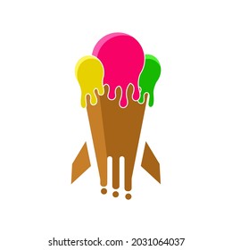 Simple logo ilustration rocket ice cream 