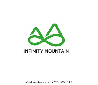 Logo simple de la plantilla de diseño de Infinity Mountain sobre fondo blanco